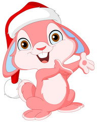 Christmas cute bunny with Santa hat
