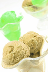 chocolate ice cream over white