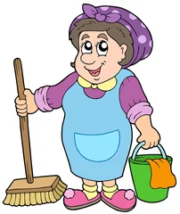 Photo sur Plexiglas Pour enfants Cartoon cleaning lady