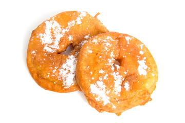 Two home baked Dutch apple fritters