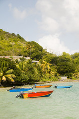 Plakat fishing boats friendship bay la pompe bequia st. vincent and the