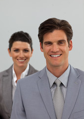 Caucasian business associates in a row