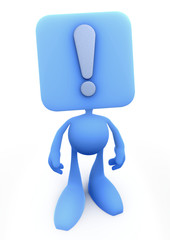 Exclamation Sign-Man (The Silent Screamer). 3D rendered image
