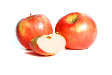 Photo of red apples isolated over white