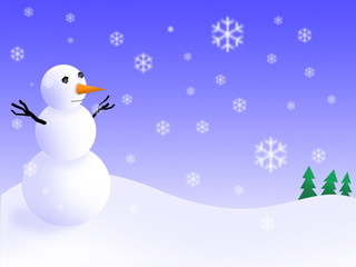 Drawn-by-children style picture of snow man