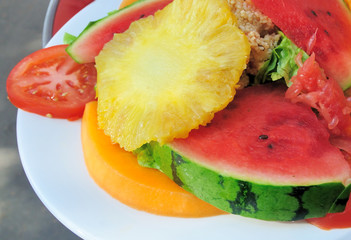 Fresh fruits salad - Delicious fresh salad with tomatoes