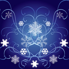 Blue vector background with snowflakes