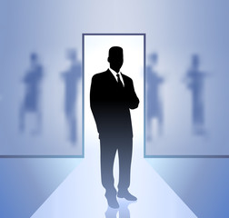 Fototapeta premium Businessman executive in focus on blurry background