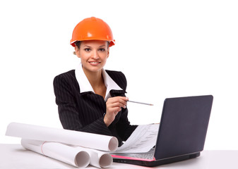 Beautiful and young female architect