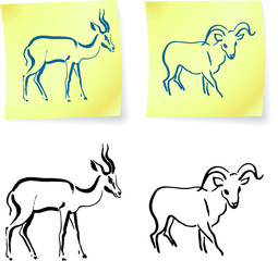 wild ram and gazelle on post it notes