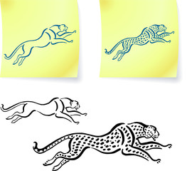 Jaguar and leopard drawings on post it notes