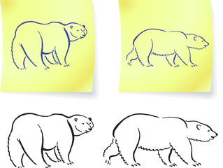 Polar bear drawings on post it notes