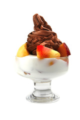 crystal bowl with chocolate ice cream