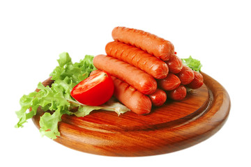 served grilled beef red sausages