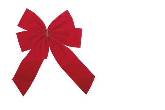 Red Velvet Ribbon And Bow Isolated On White