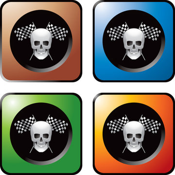 racing flags and skull colored web buttons