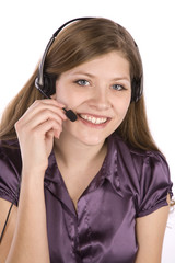 woman talking on headset