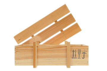wooden shipping box isolated