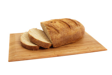 Loaf of Homemade Wholemeal Bread Over White