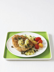 pork piccata with sauteed grape tomatoes