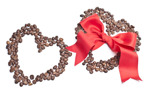 red gift bow and coffee