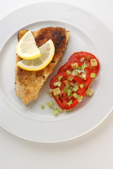 carp on organic potato and healthy vegetable