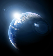 Terra intera davanti il sole