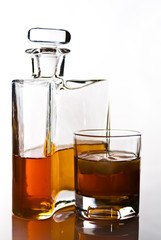 single carafe of scottish whisky or bourbon and drink with ice
