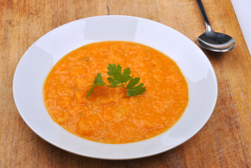 organic and healthy butternut squash creme soup