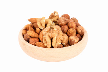Wood bowl full of nuts