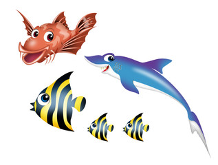 Fototapeta premium 海の生物のキャラクター001