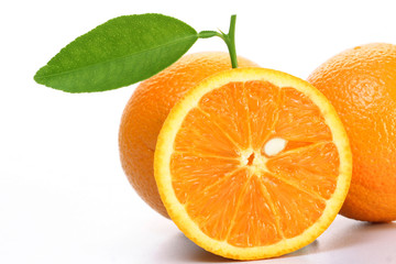 Oranges on white