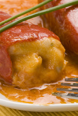 Spanish tapas. Sweet peppers stuffed with salt cod. Pimientos de
