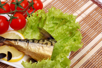 Smoked mackerel on a plate
