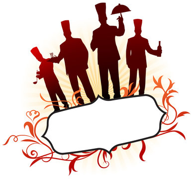 Chefs on abstract frame background