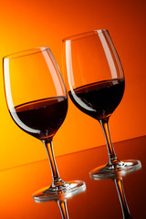 Two glasses of red wine.