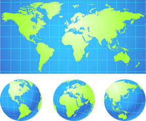 Fototapeta na wymiar World map and globes