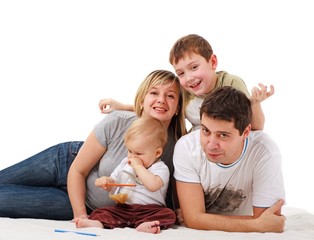 Portrait of happy young family