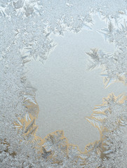 Frosty on winter glass