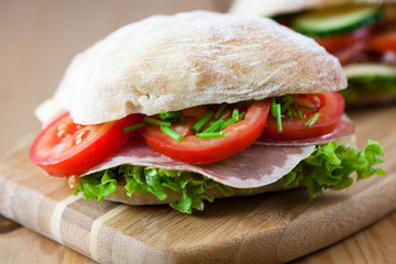 Delicious sandwich with carpaccio