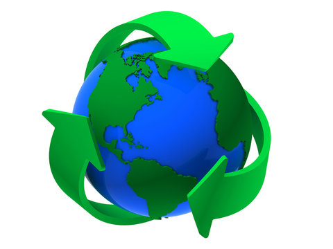 Recycle Symbol Around the Earth