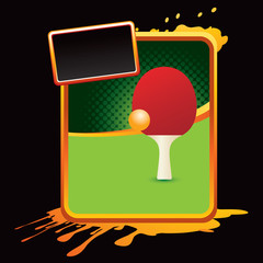 ping pong paddle orange splattered advertisement