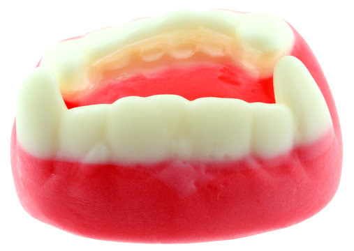 dentier sucrerie bonbon g&eacute;latine fond blanc