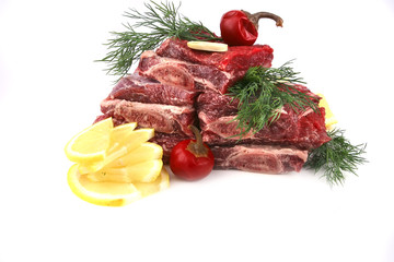 beef rib's on dish with greenery