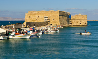 Port of the city of Iraklion and Venetian port with a fortress