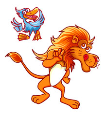 ライオンとアヒルのキャラクター！