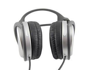 large stereo headphones isolated on white background