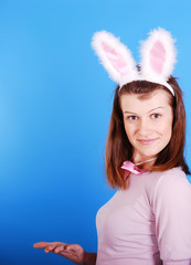 Sexy playgirl with bunny ears.