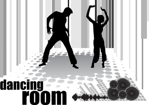 abstract dancing room with dancers