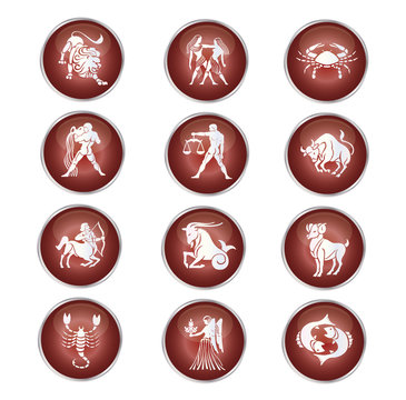 Zodiac Sternzeichen Icons rot
